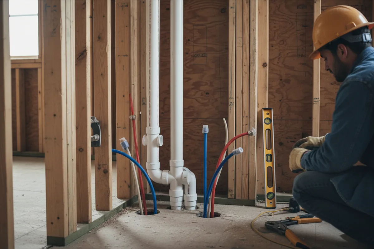 Drain and supply rough-in during Toilet Repair and Installation in Center
