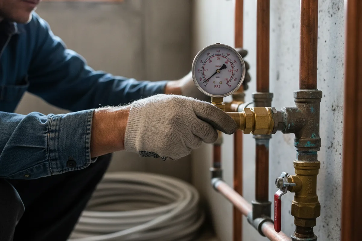 Pressure testing a repaired line during Water Line Repair in Center